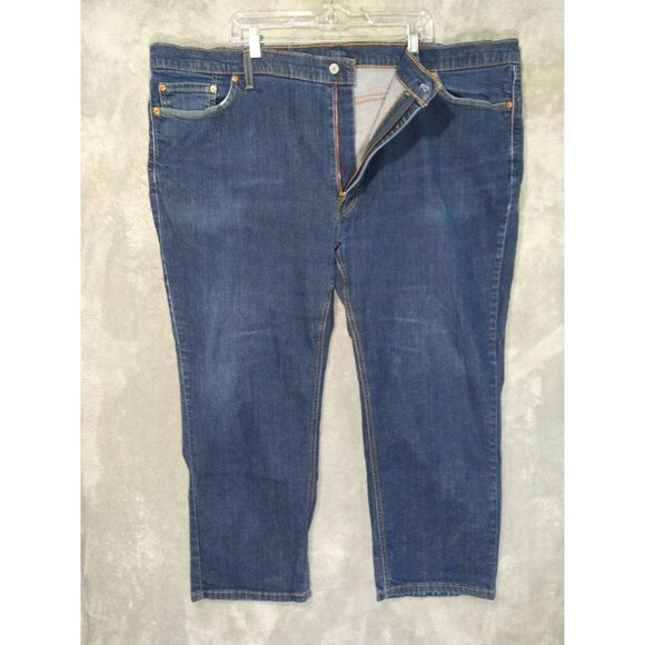 Levis 541 Jeans Mens 52x29 Blue Denim Athletic Fit Taper Leg Dark Wash Stretch - Picture 1 of 10